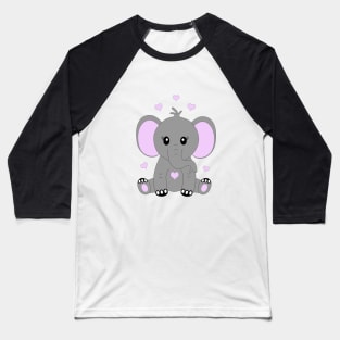 Cute baby elephant in pink Baseball T-Shirt